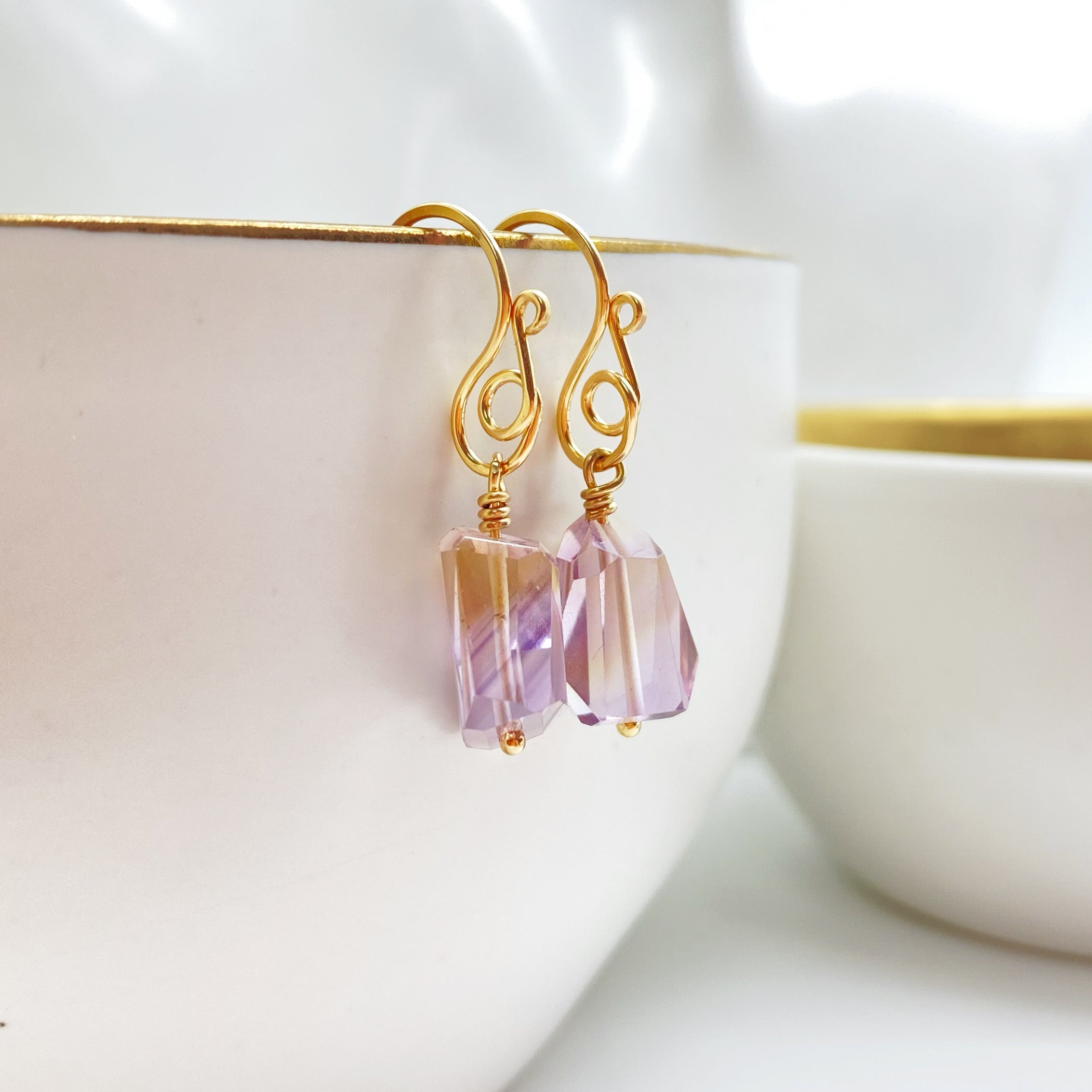 14k gold filled oorbellen met Ametrien