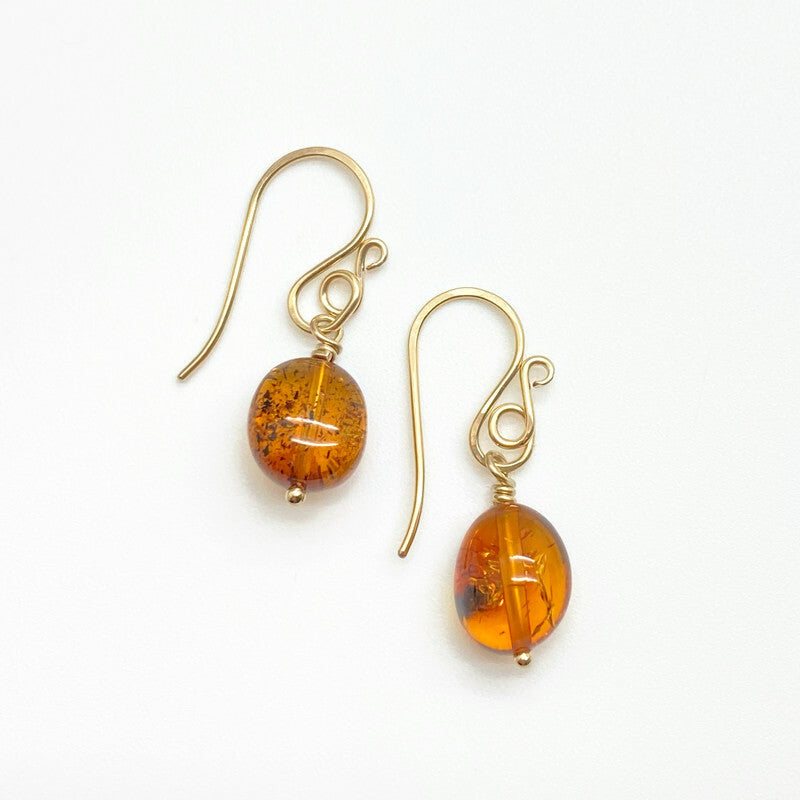 14k gold fill oorbellen met Barnsteen