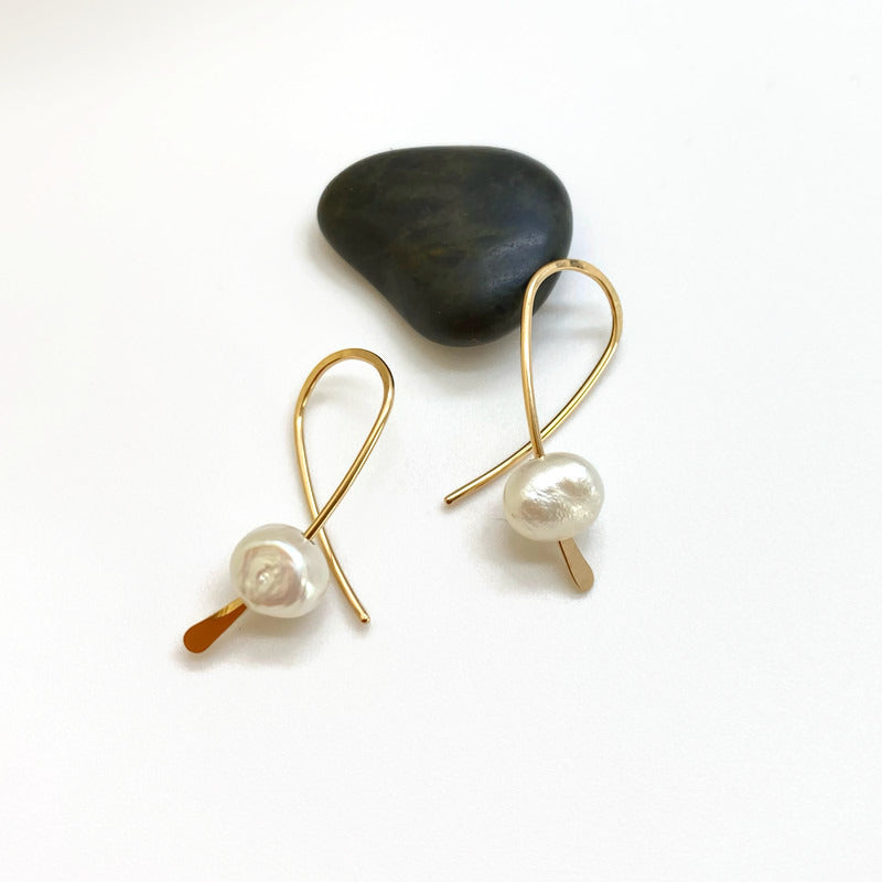 Kleine oorbellen - 14K gold filled - Met zoetwaterparel