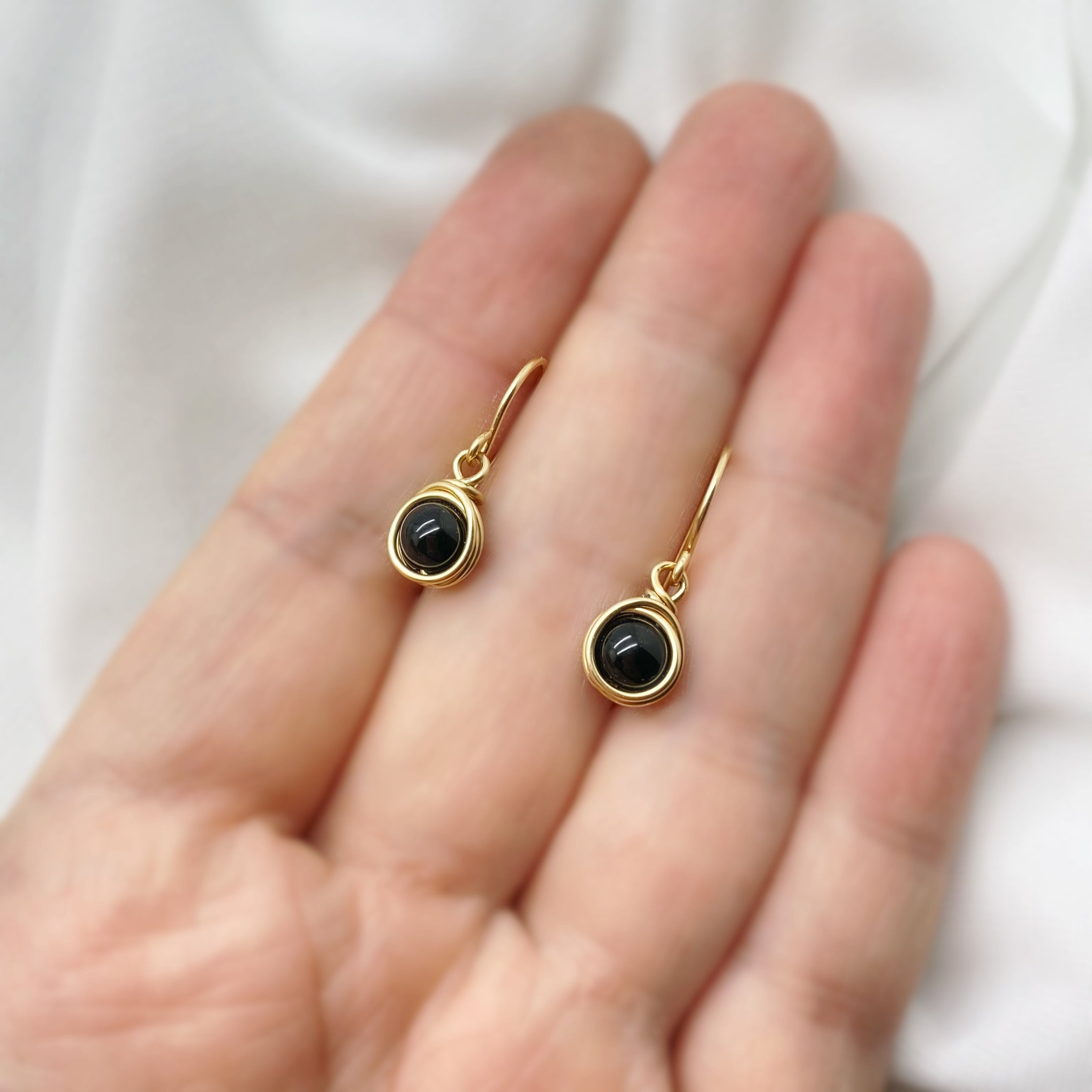 Oorbellen - 14K gold filled - Met onyx