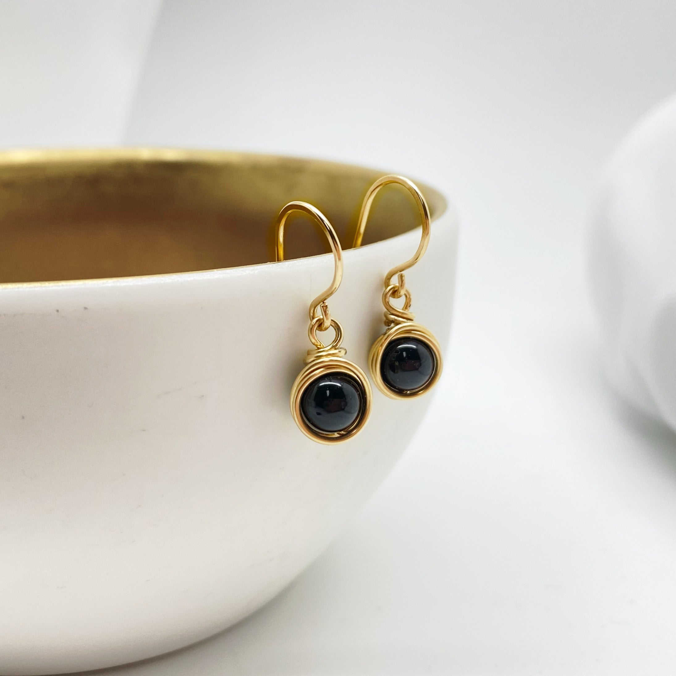 Oorbellen - 14K gold filled - Met onyx