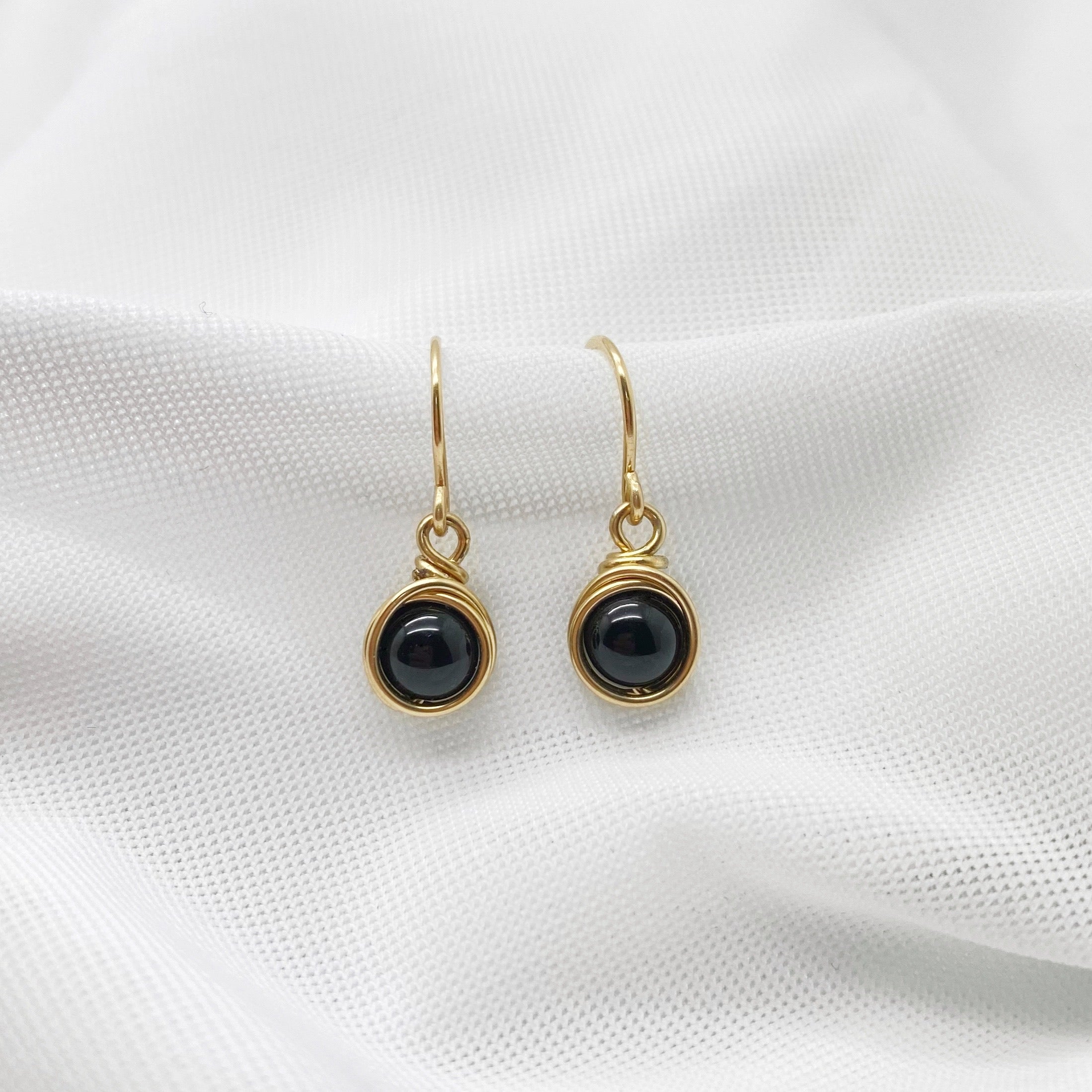 Oorbellen - 14K gold filled - Met onyx