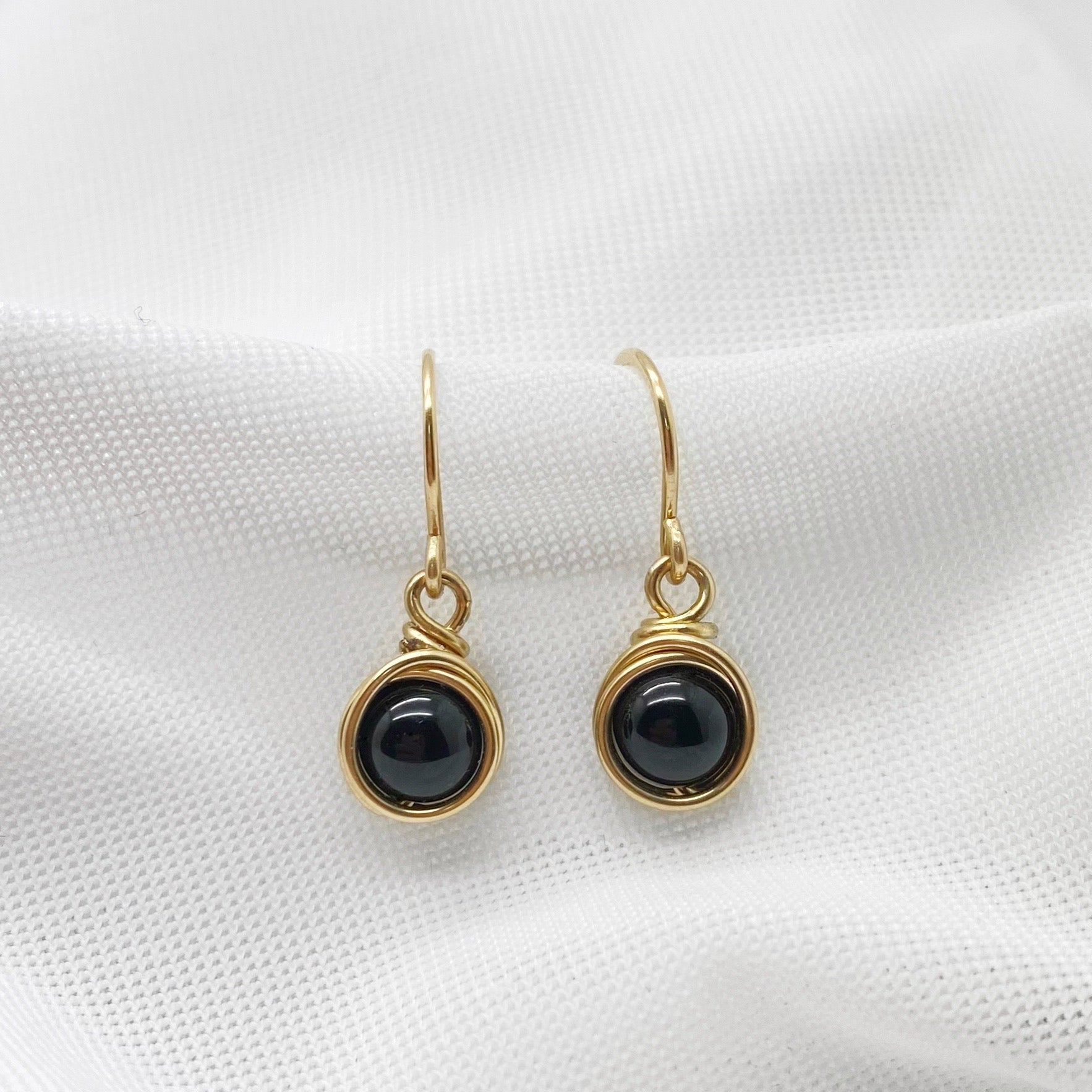 Oorbellen - 14K gold filled - Met onyx