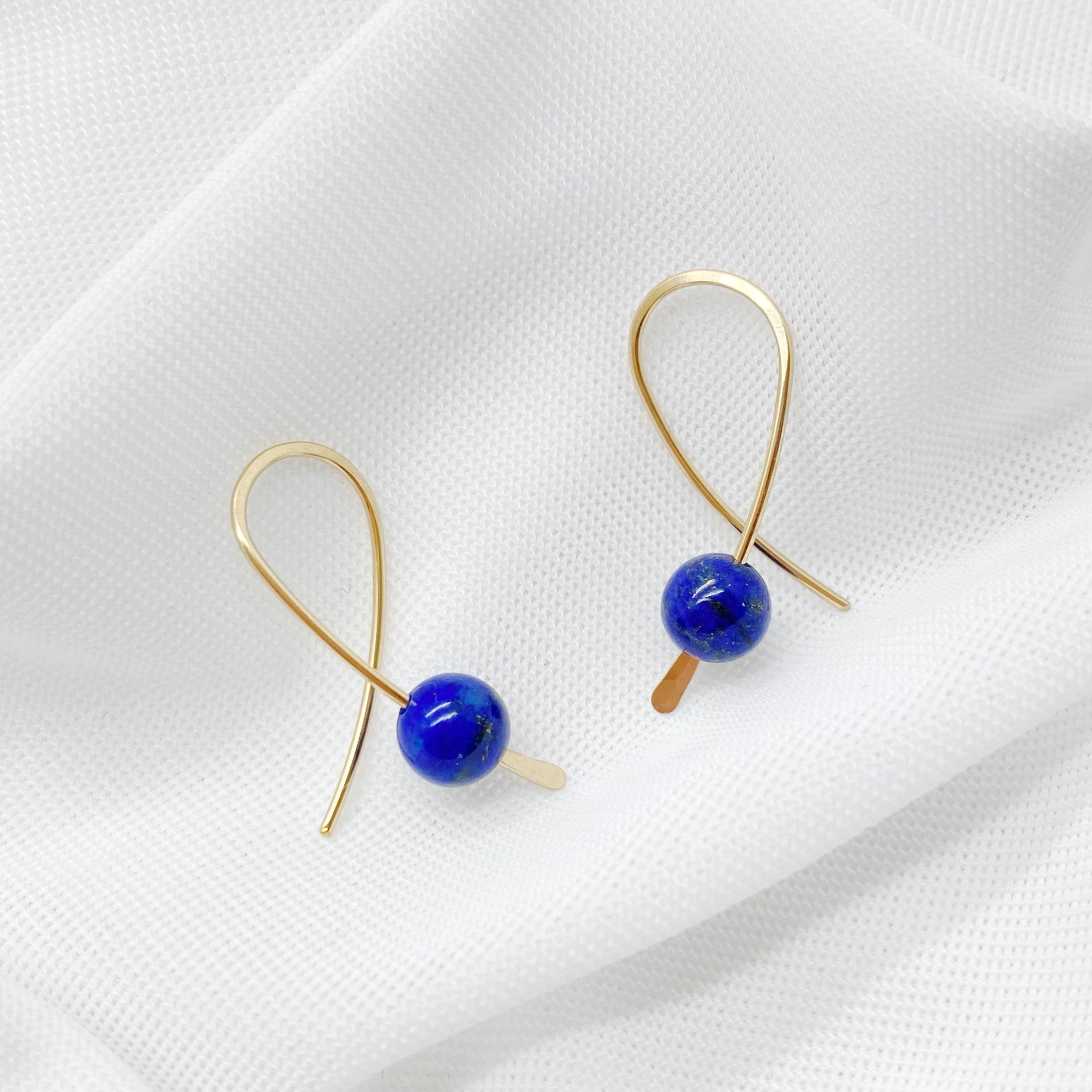 Kleine oorbellen - 14K gold filled - Met lapis lazuli