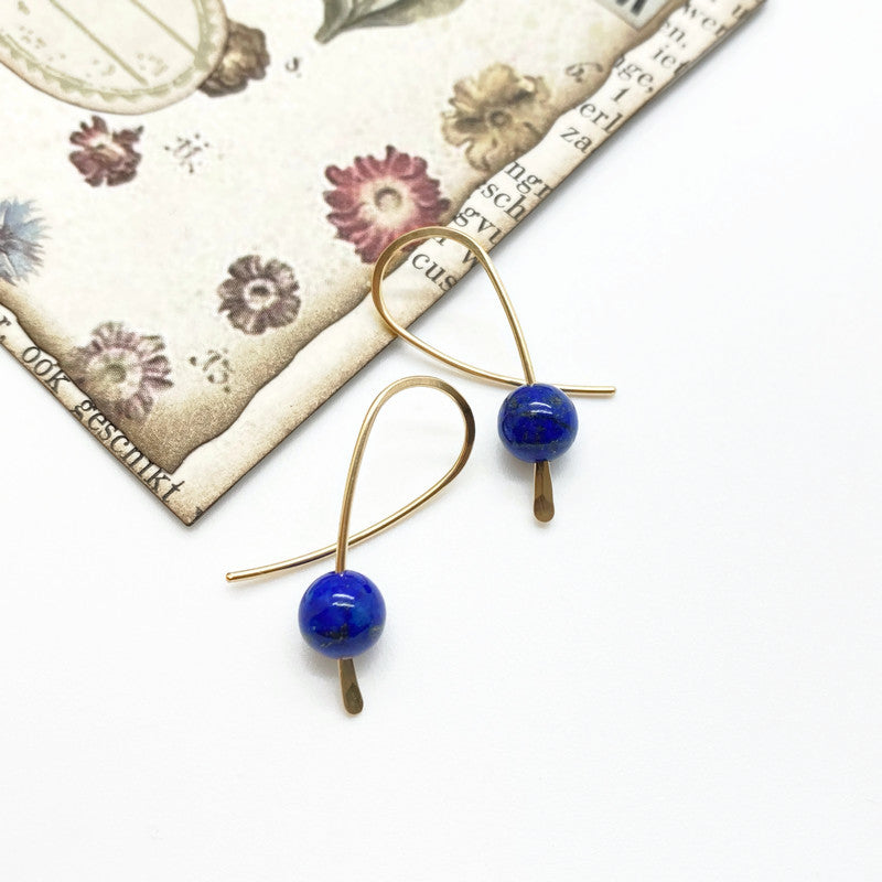 Kleine oorbellen - 14K gold filled - Met lapis lazuli
