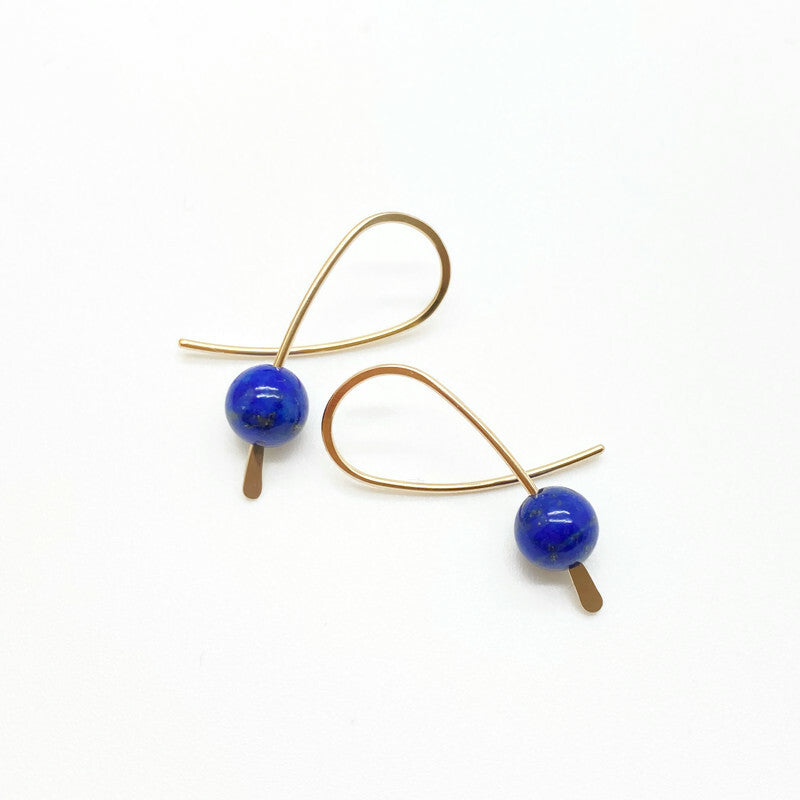 Kleine oorbellen - 14K gold filled - Met lapis lazuli