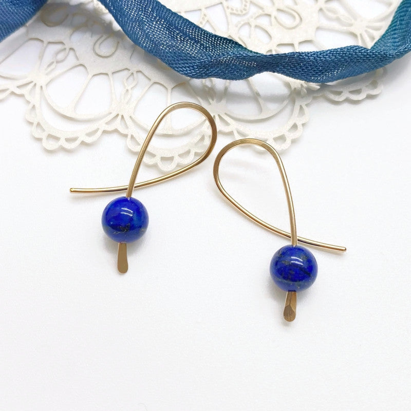 Kleine oorbellen - 14K gold filled - Met lapis lazuli