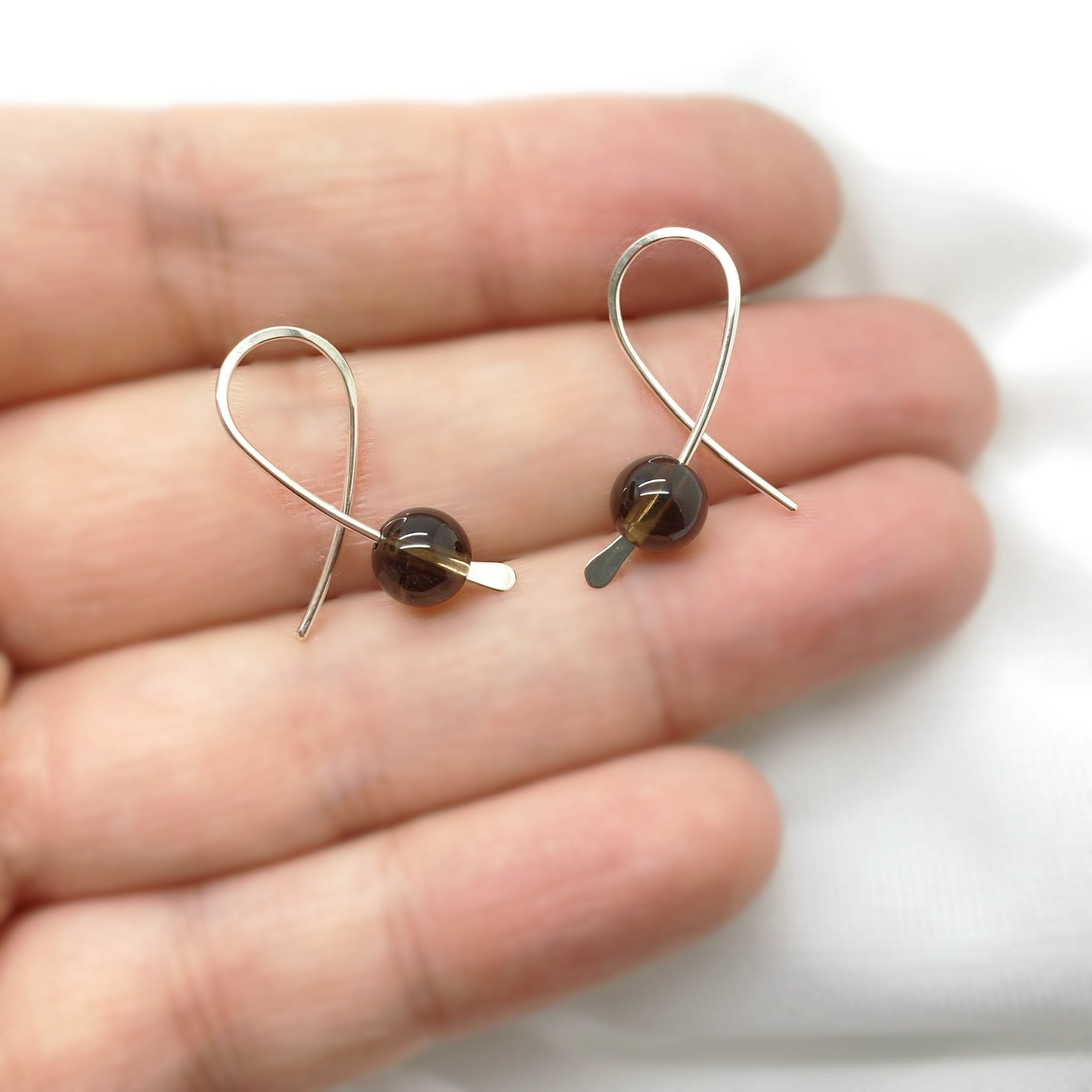 Oorbellen - Sterling zilver - Met rookkwarts