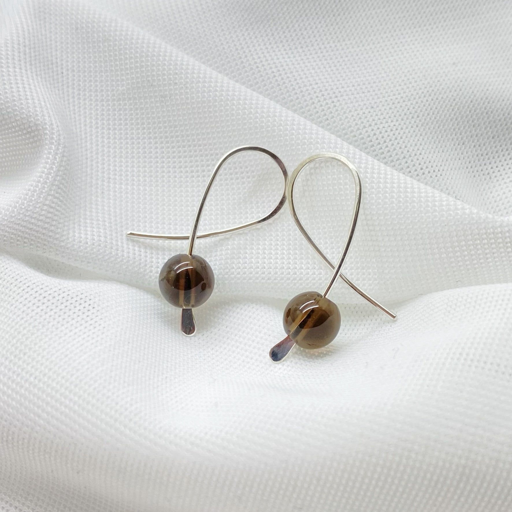 Oorbellen - Sterling zilver - Met rookkwarts