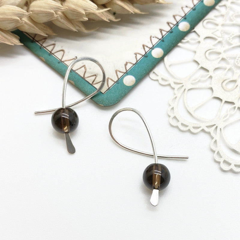 Oorbellen - Sterling zilver - Met rookkwarts