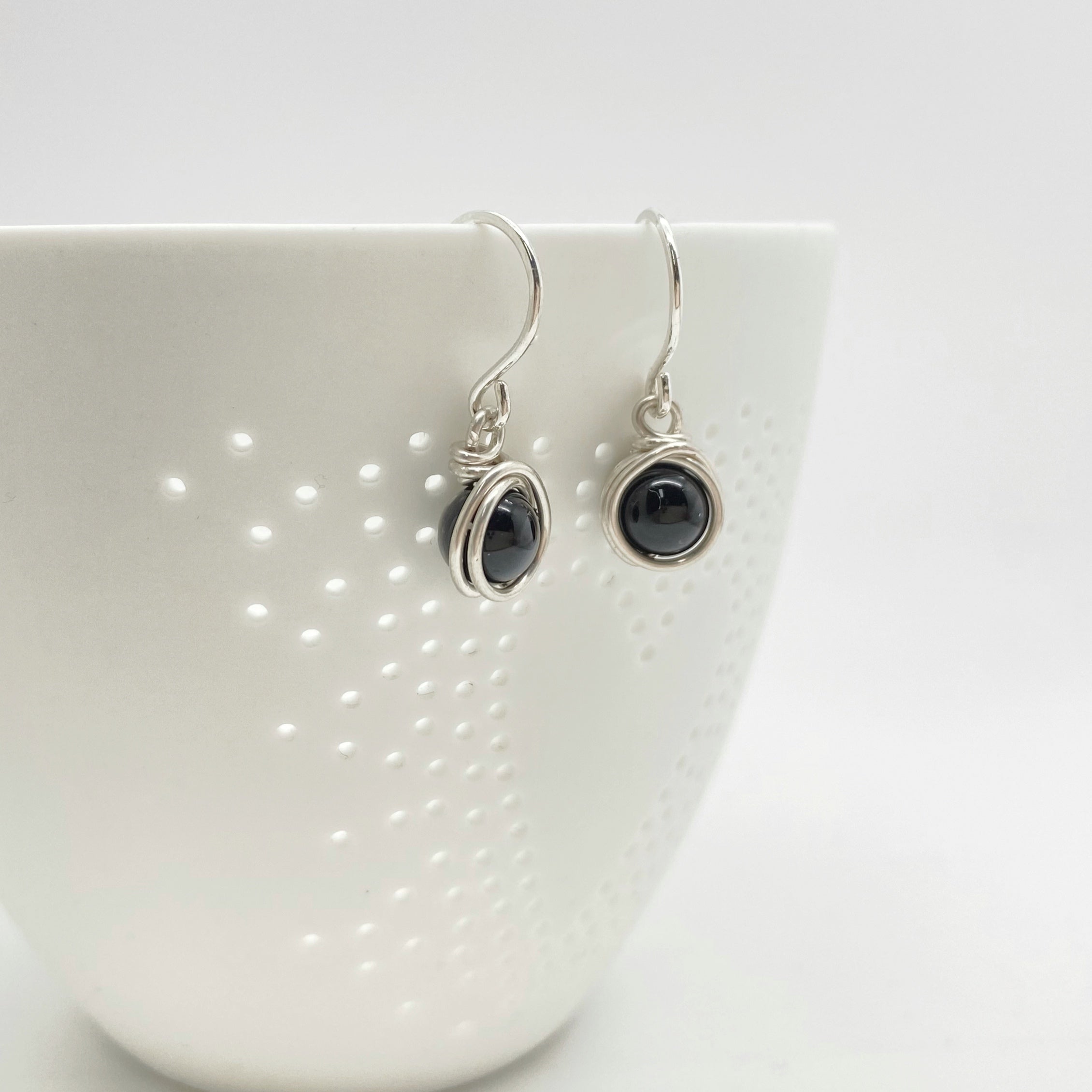 Oorbellen - Zilver - Met onyx steen