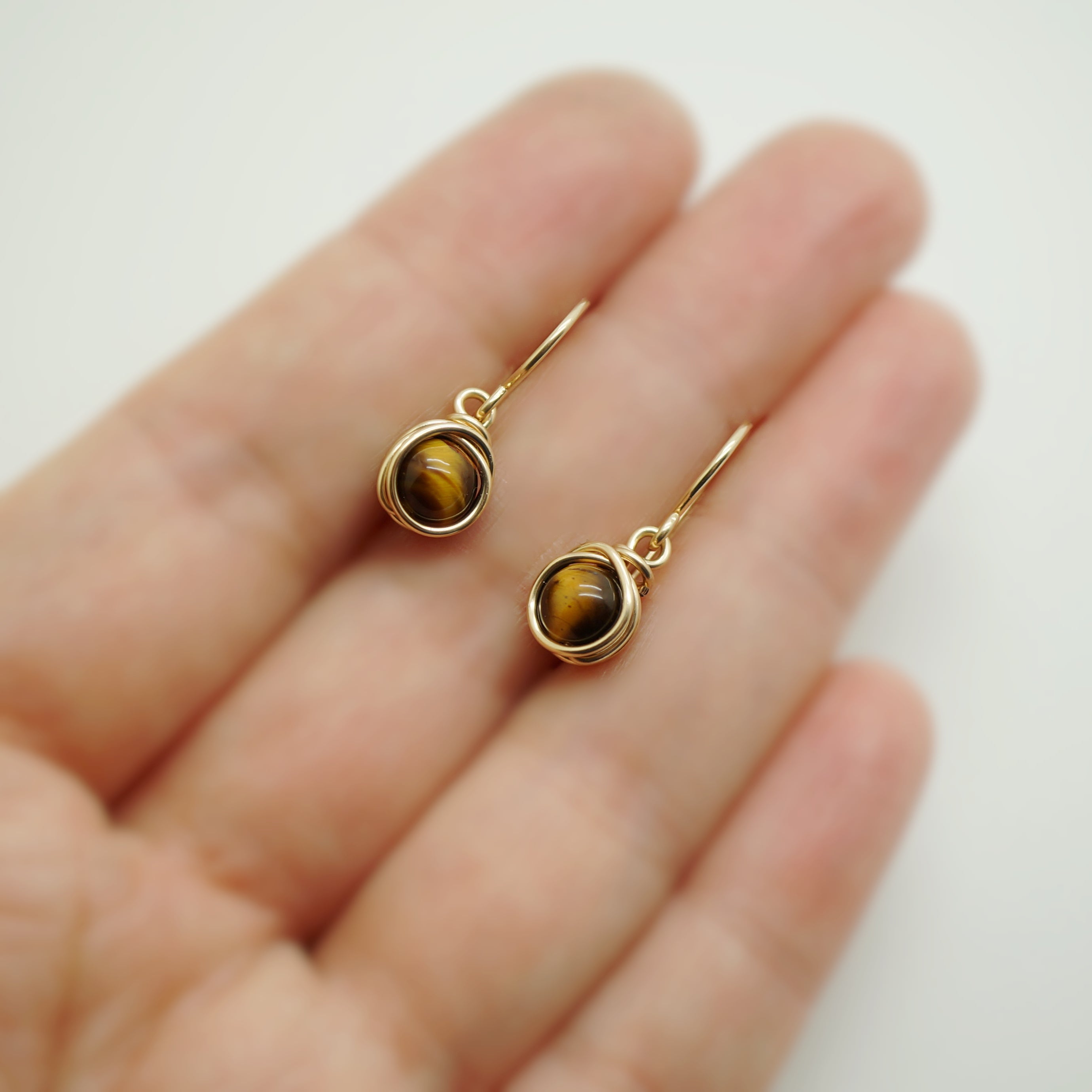 Oorbellen - 14K gold filled - Met tijgeroog