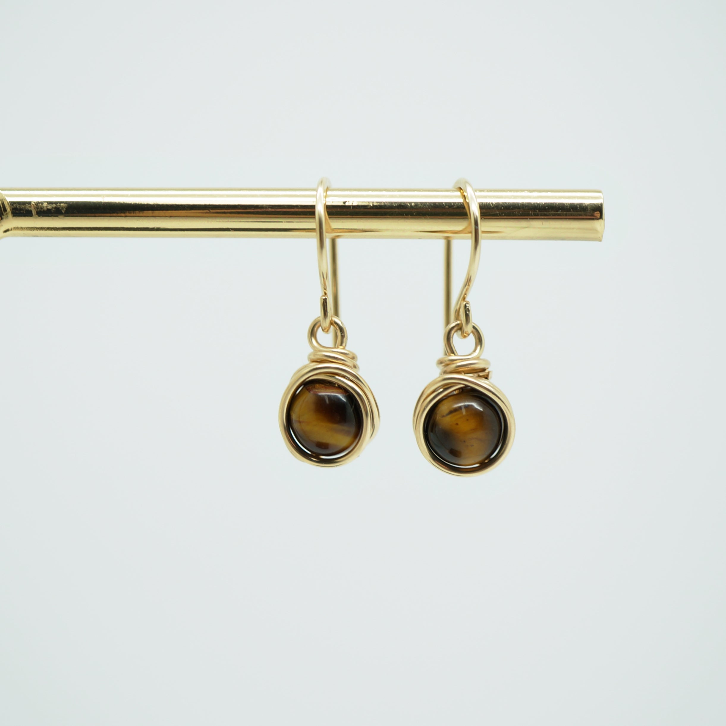 Oorbellen - 14K gold filled - Met tijgeroog