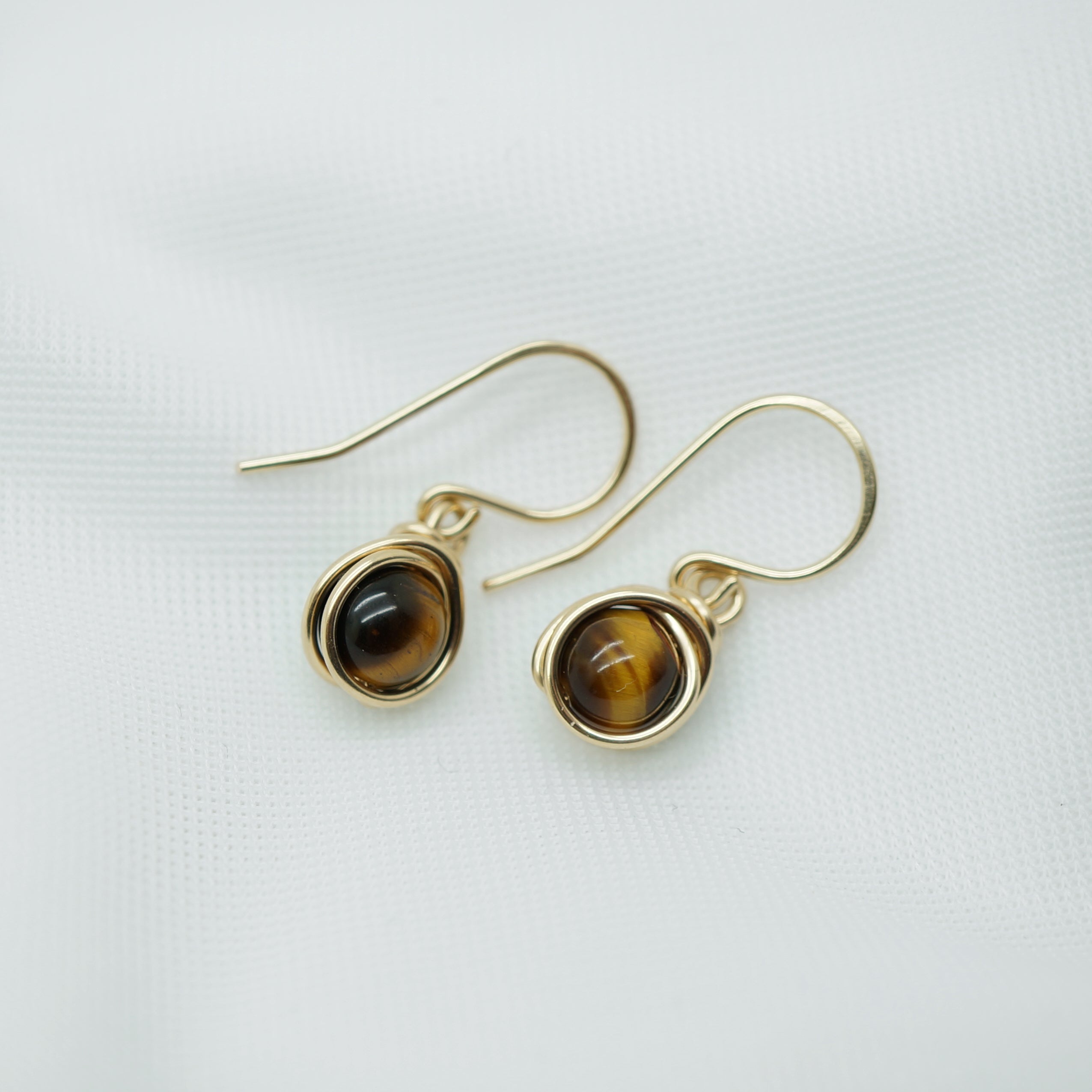 Oorbellen - 14K gold filled - Met tijgeroog