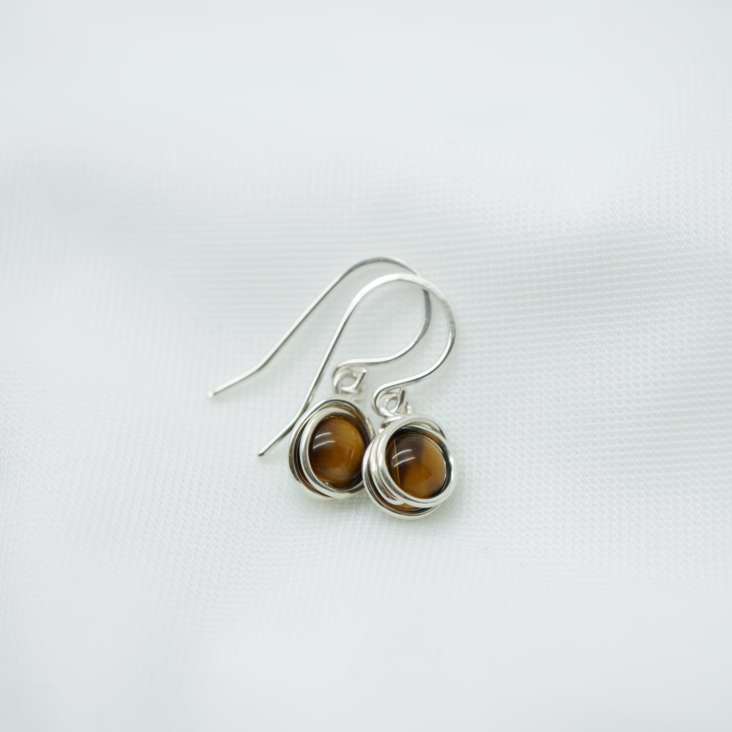 Oorbellen - Sterling zilver - Met tijgeroog steen