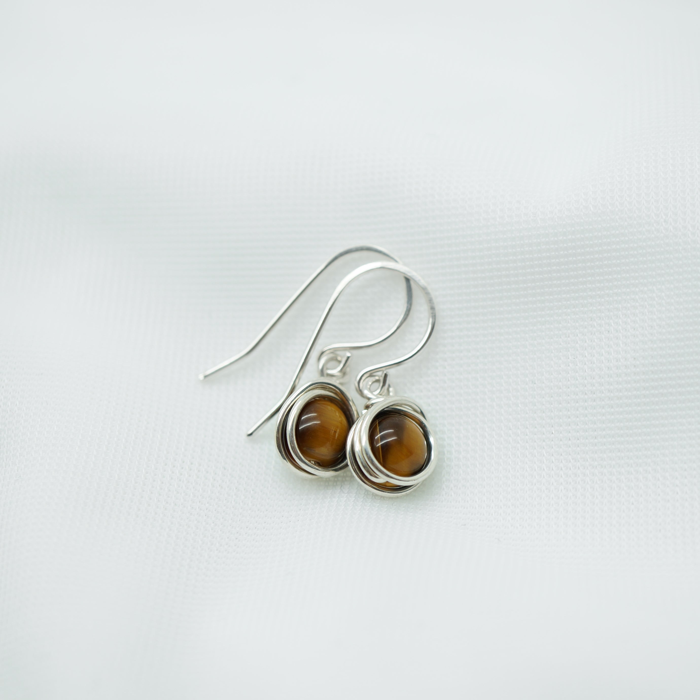 Oorbellen - Sterling zilver - Met tijgeroog steen