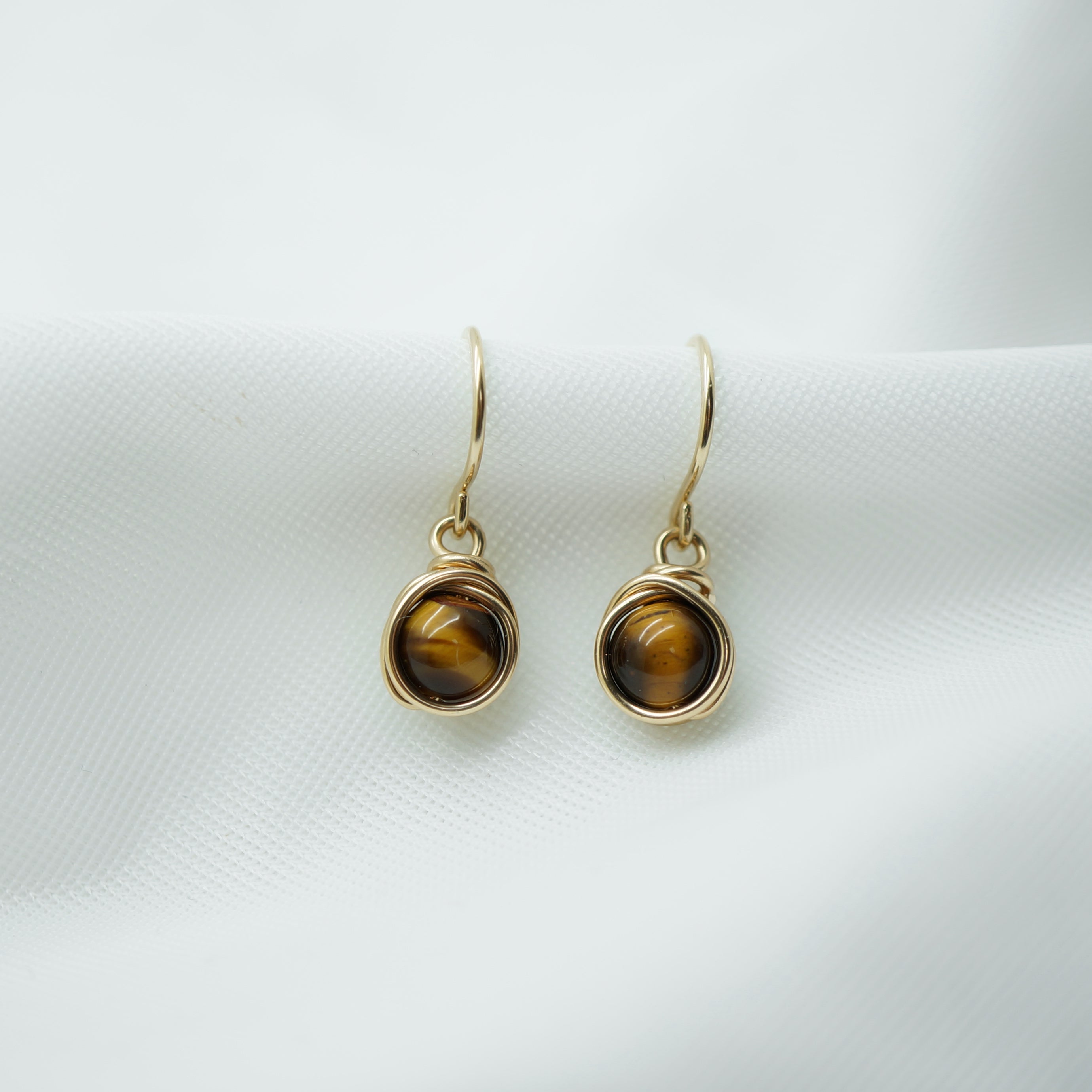 Oorbellen - 14K gold filled - Met tijgeroog