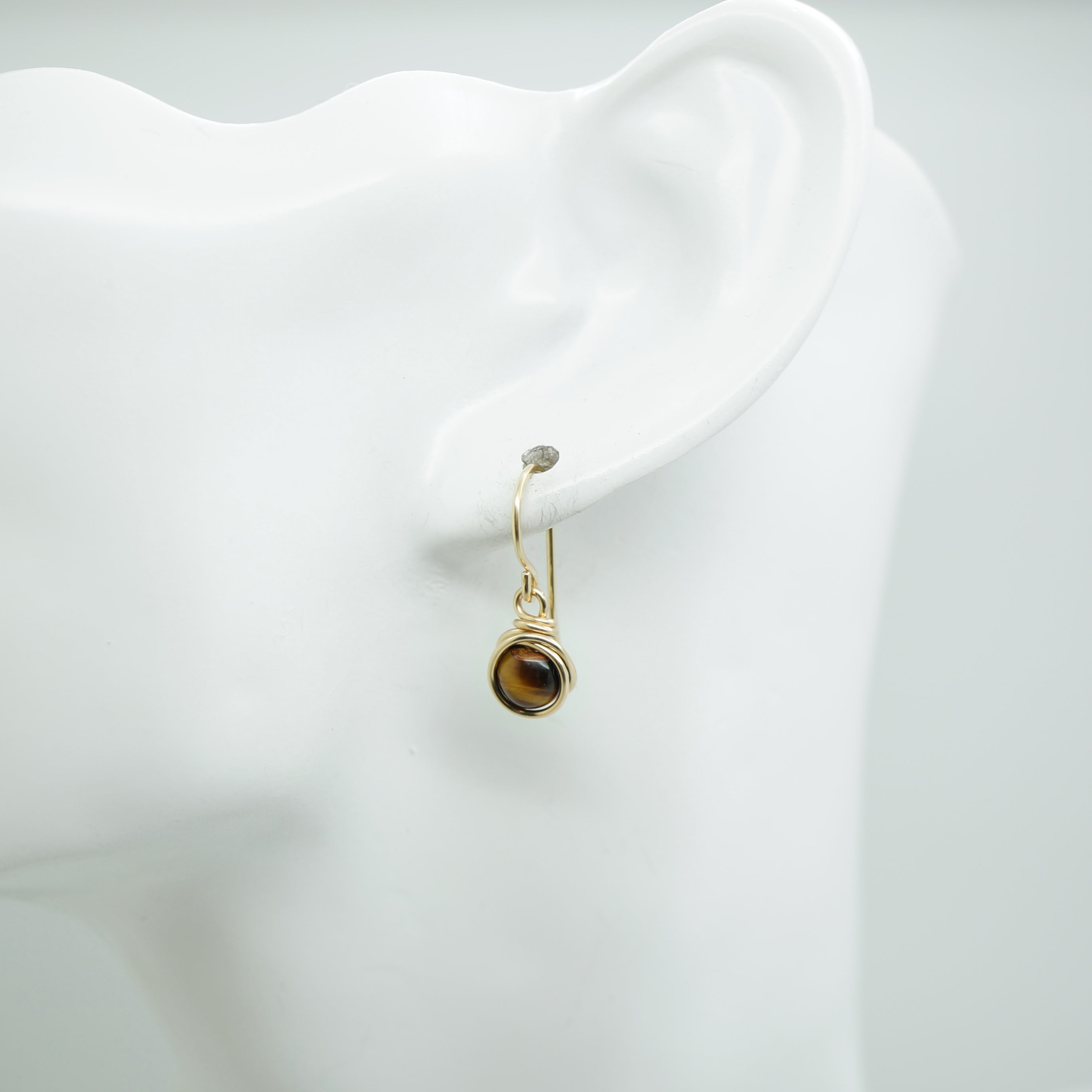 Oorbellen - 14K gold filled - Met tijgeroog