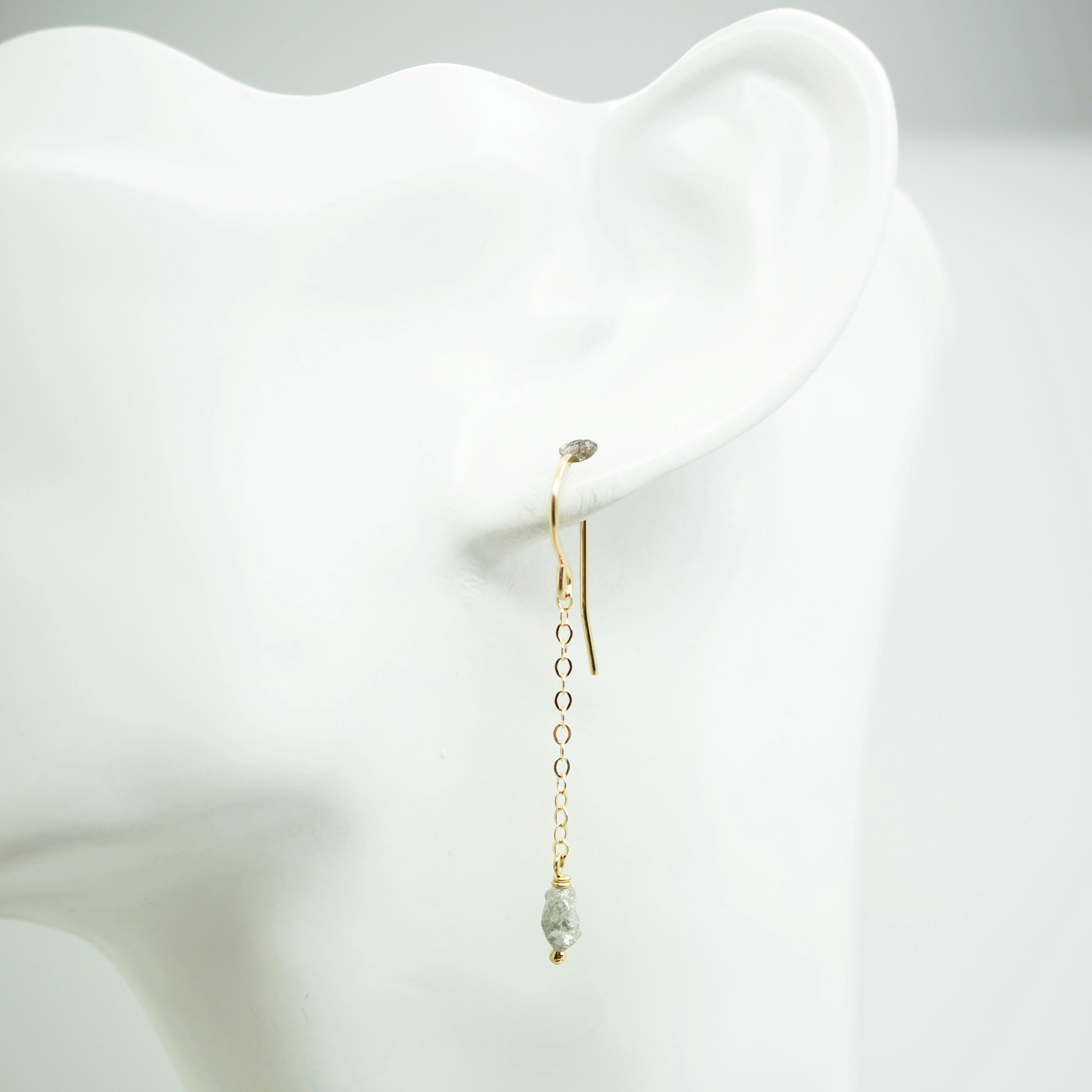 Oorhangers - 14K gold filled - Met ruwe diamant