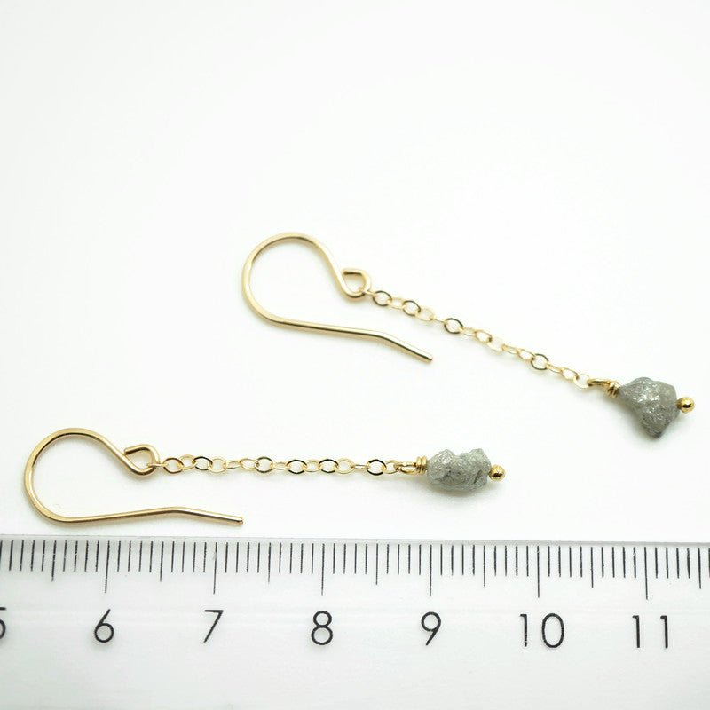 Oorhangers - 14K gold filled - Met ruwe diamant