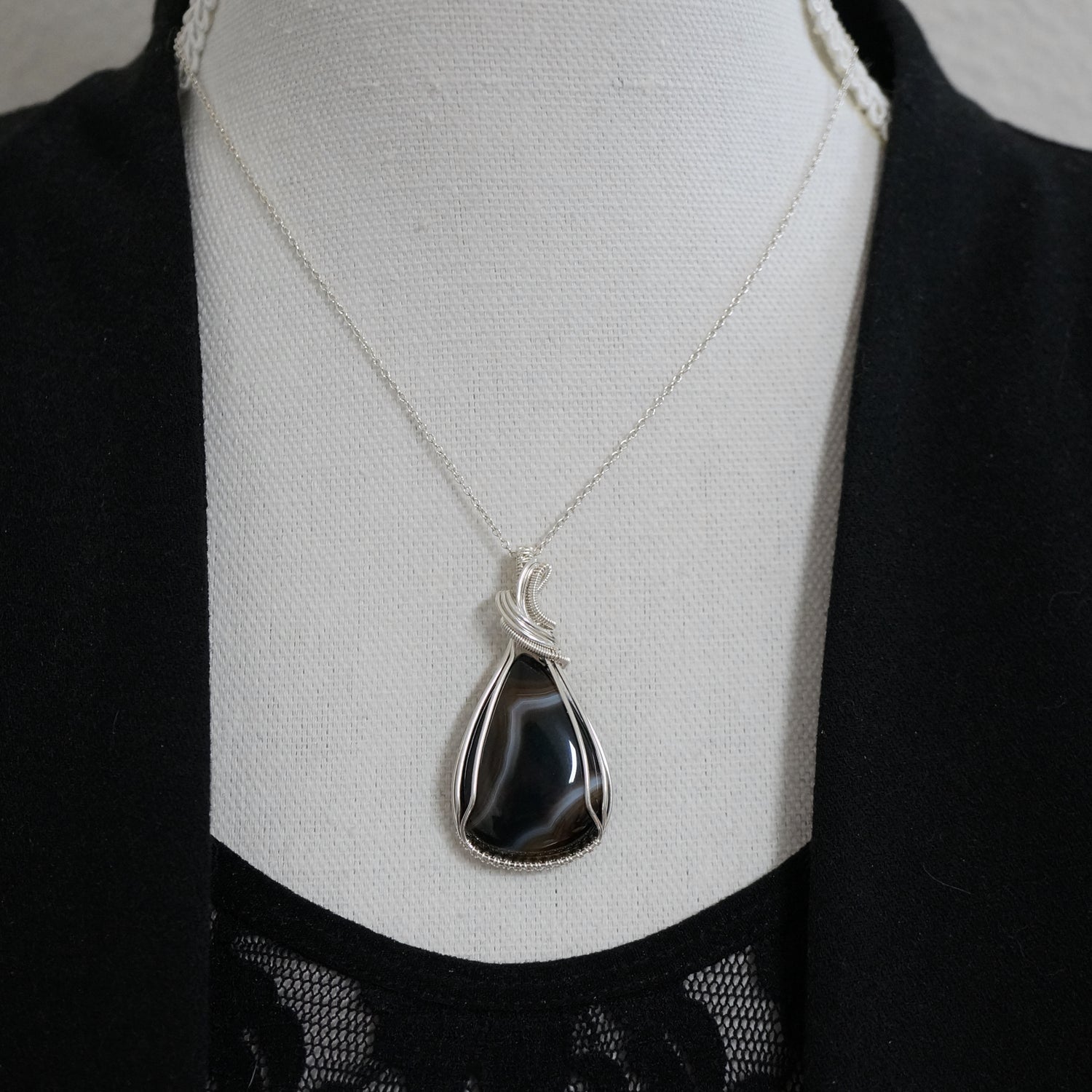 Sterling Zilveren Wire Wrap Hanger Met Agaat