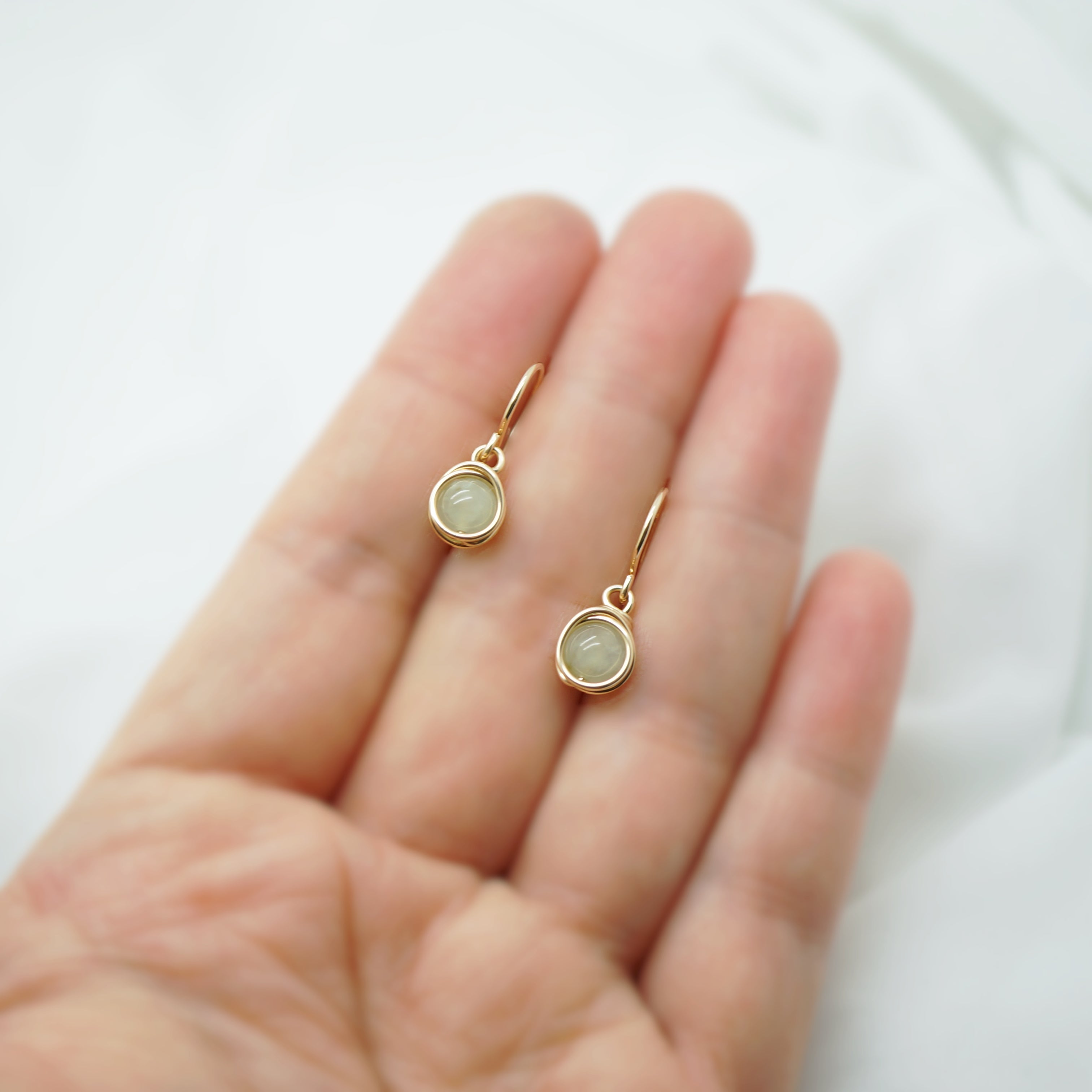 Oorbellen - 14k oorbellen met prehniet