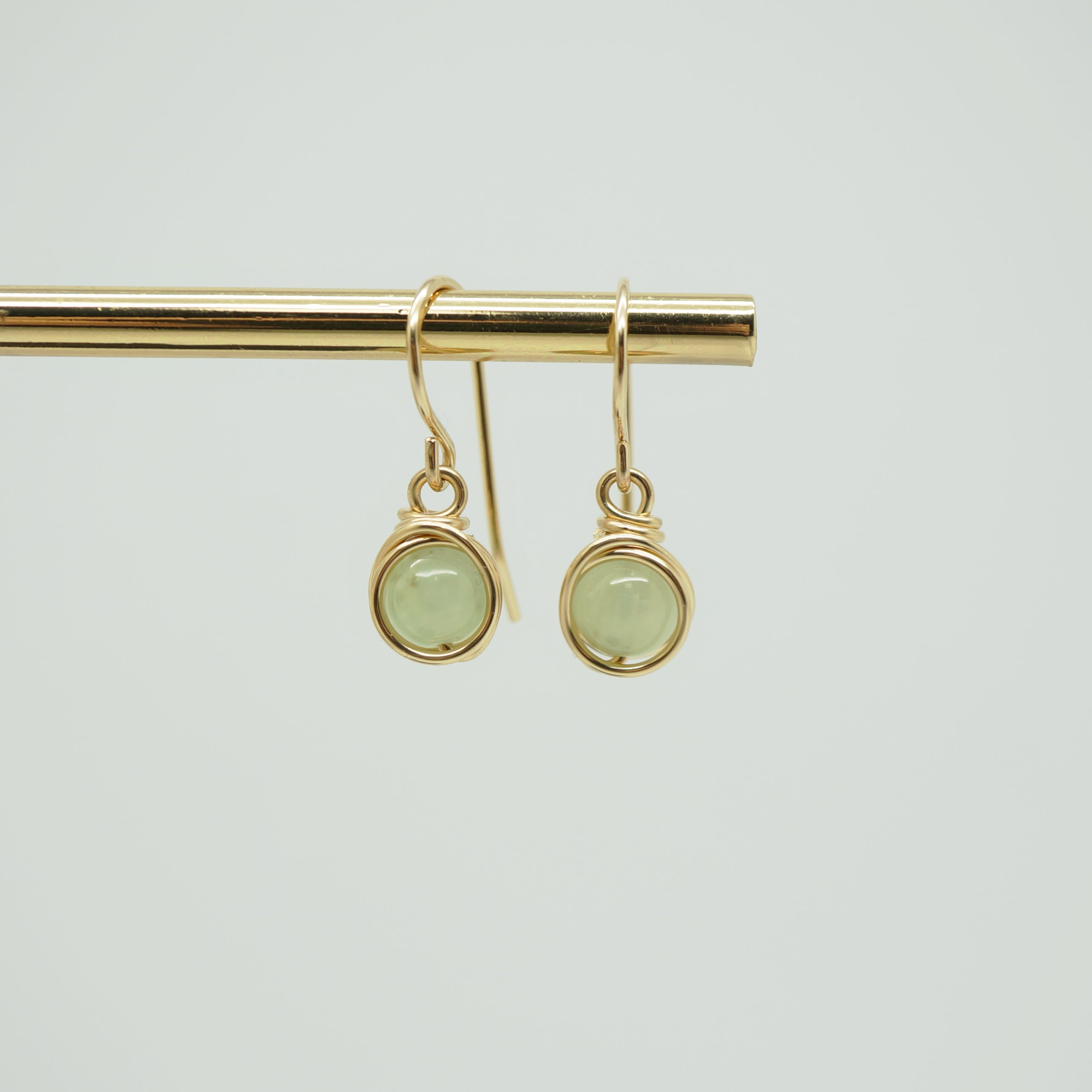 Oorbellen - 14k oorbellen met prehniet