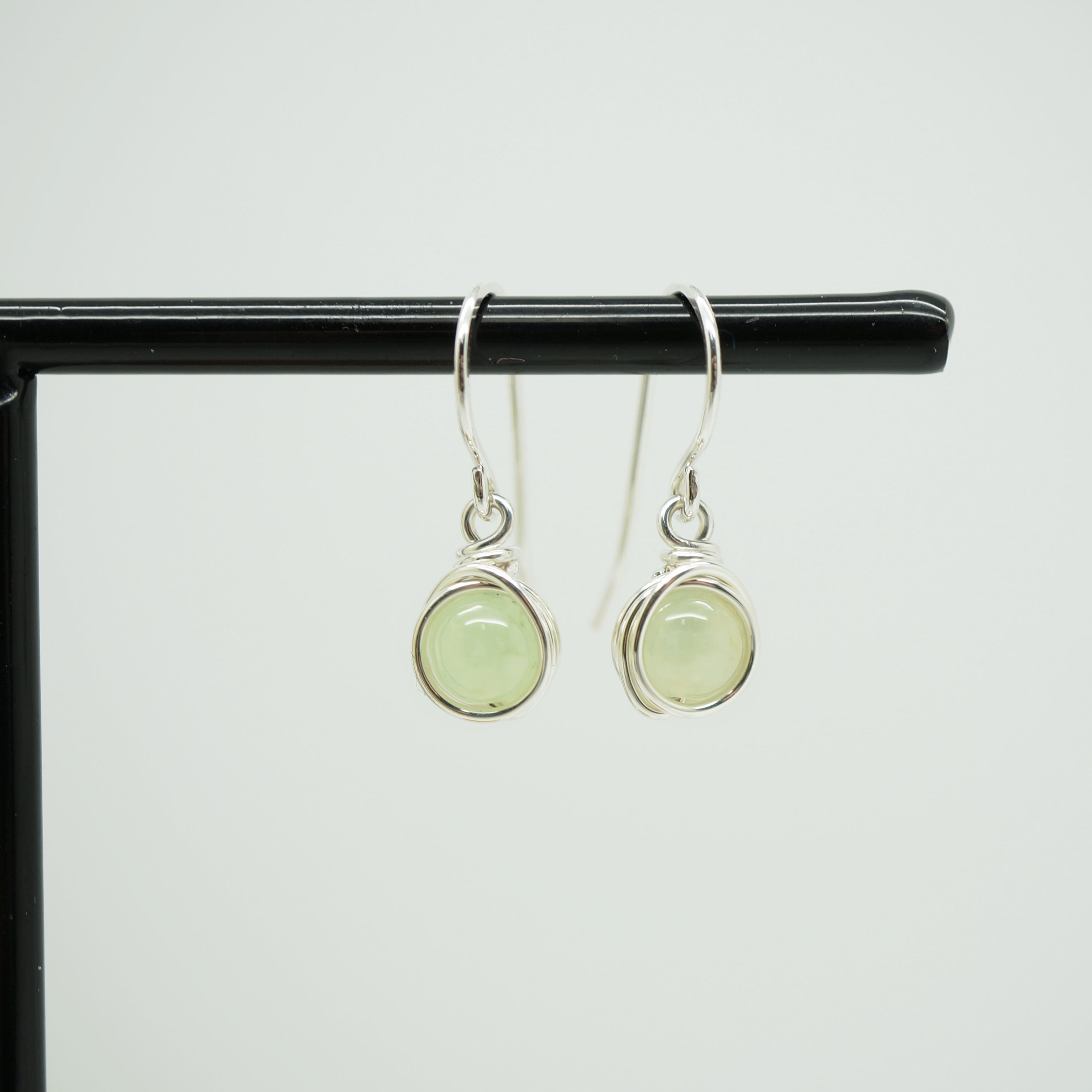 925 zilver oorbellen met prehniet - Sterling zilver oorbellen