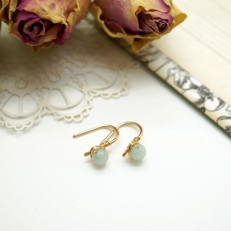 Kleine gold filled oorbellen met aquamarijn - 14k gold filled