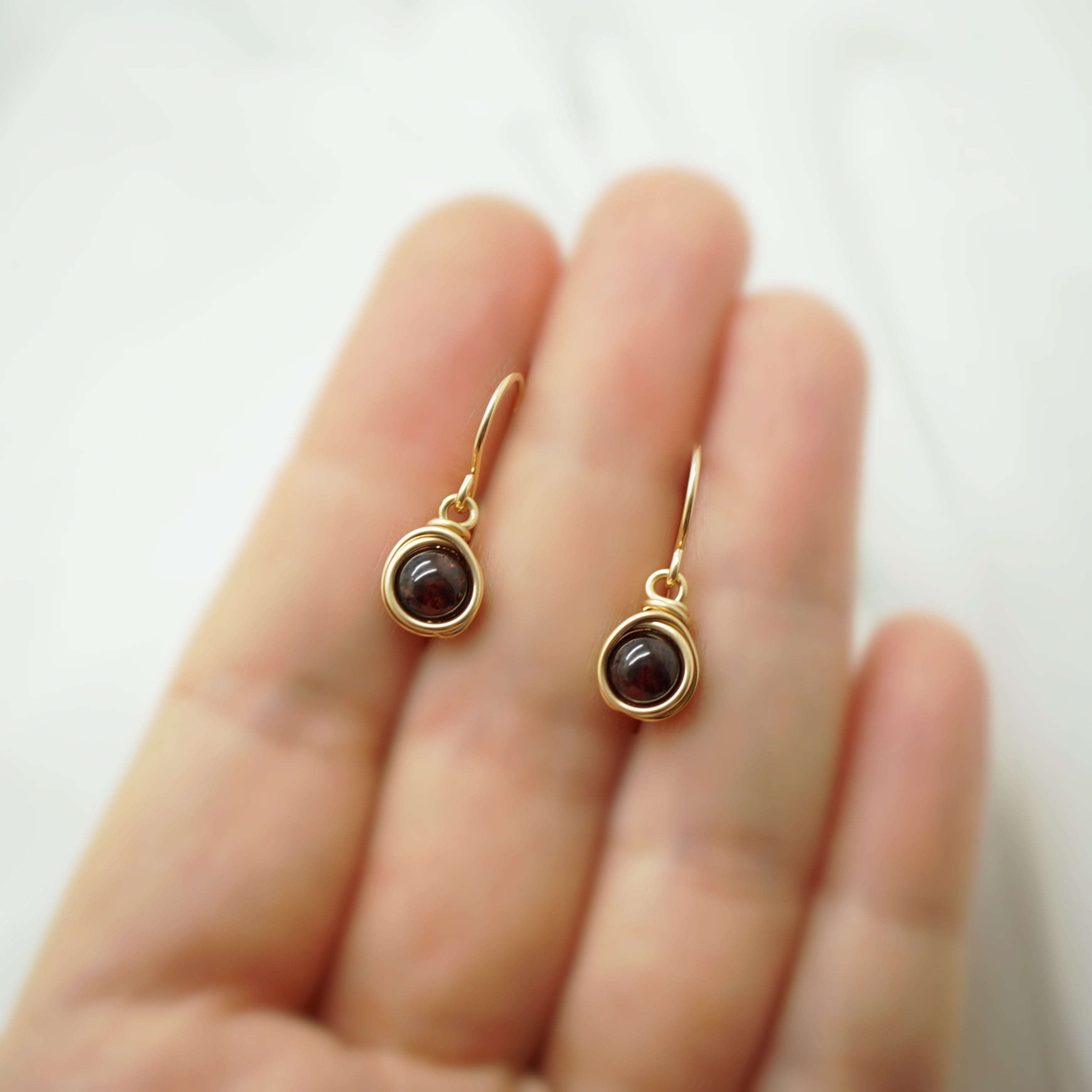 14k gold filled oorbellen met granaat