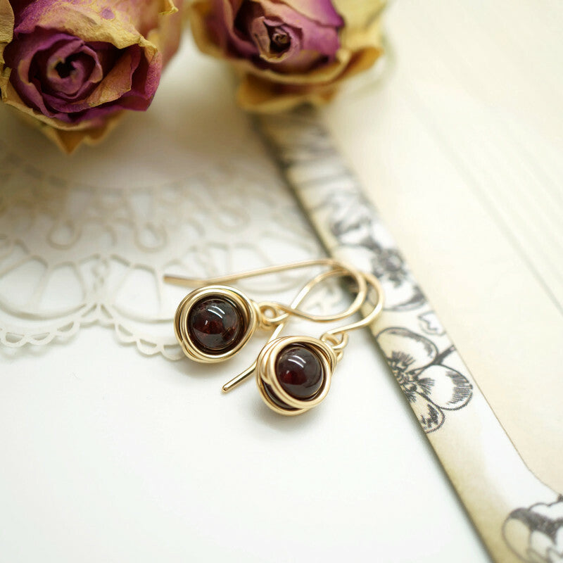 14k gold filled oorbellen met granaat