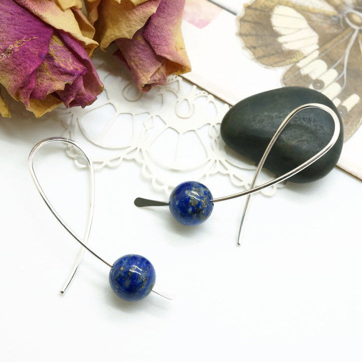 Zilveren Oorbellen met Lapis Lazuli – Handgemaakte Confetti Stijl Oorbellen