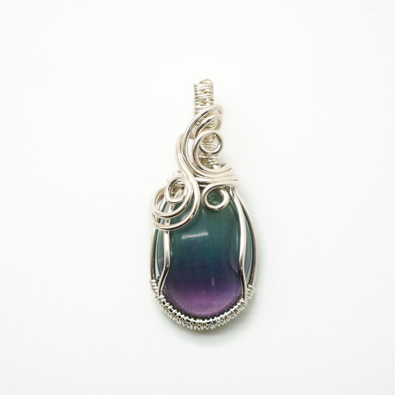 Sterling Zilveren Wire Wrap Hanger met Ovale Fluoriet Cabochon