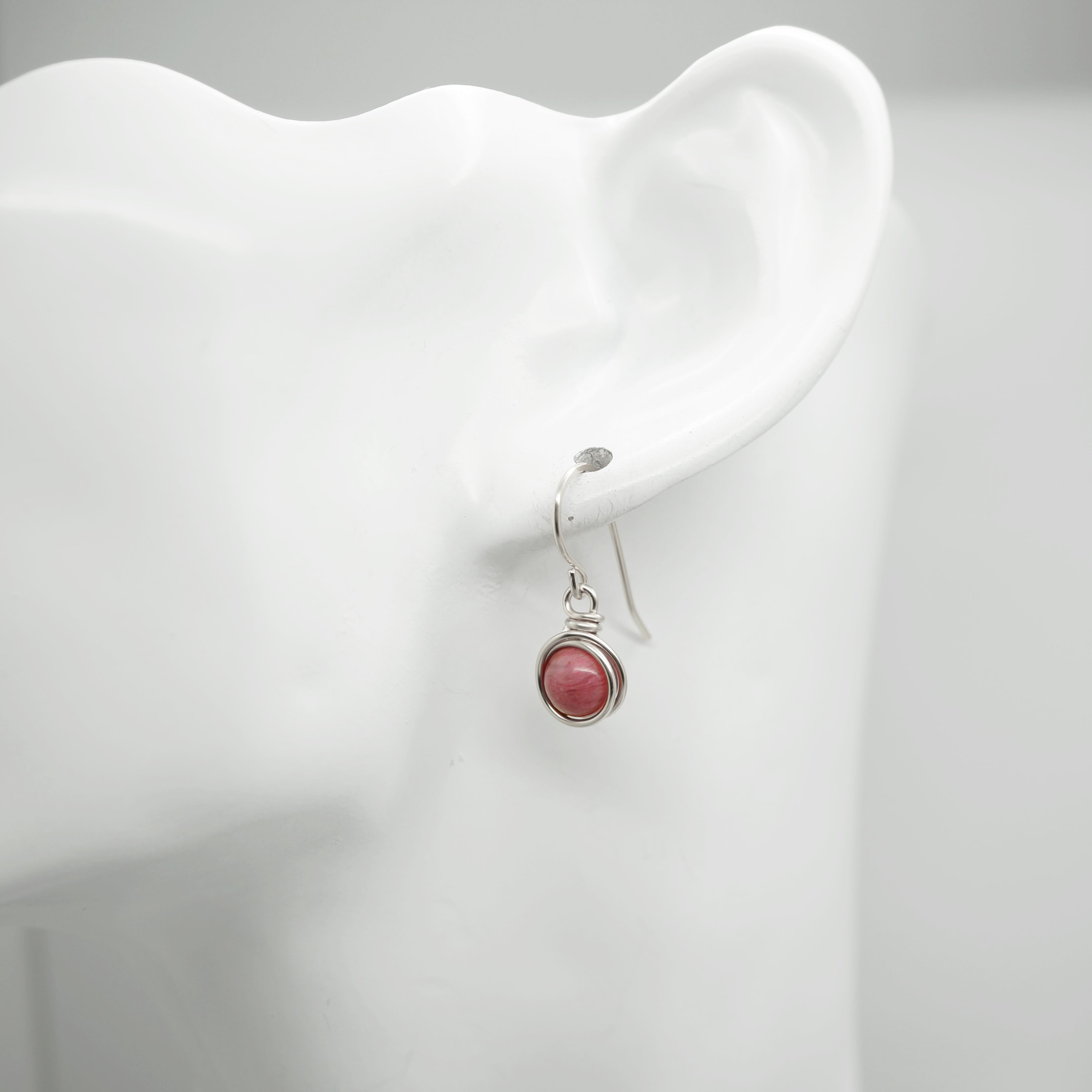 Sterling zilveren oorbellen met vintage roze Rhodoniet