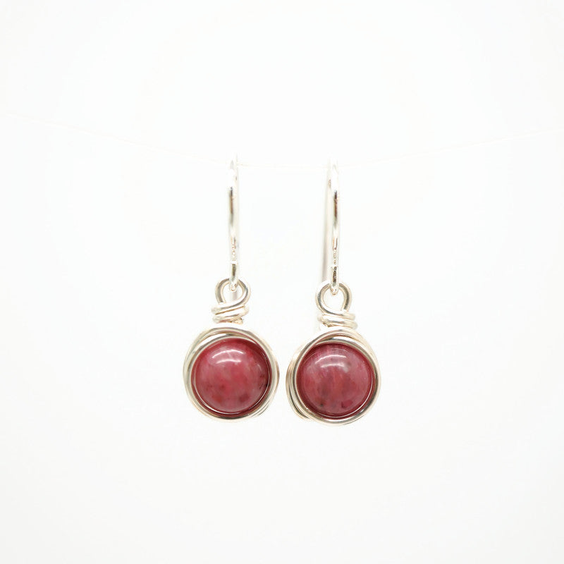 Sterling zilveren oorbellen met vintage roze Rhodoniet