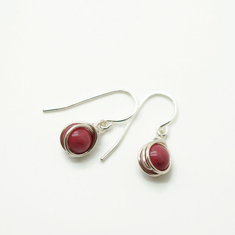 Sterling zilveren oorbellen met vintage roze Rhodoniet