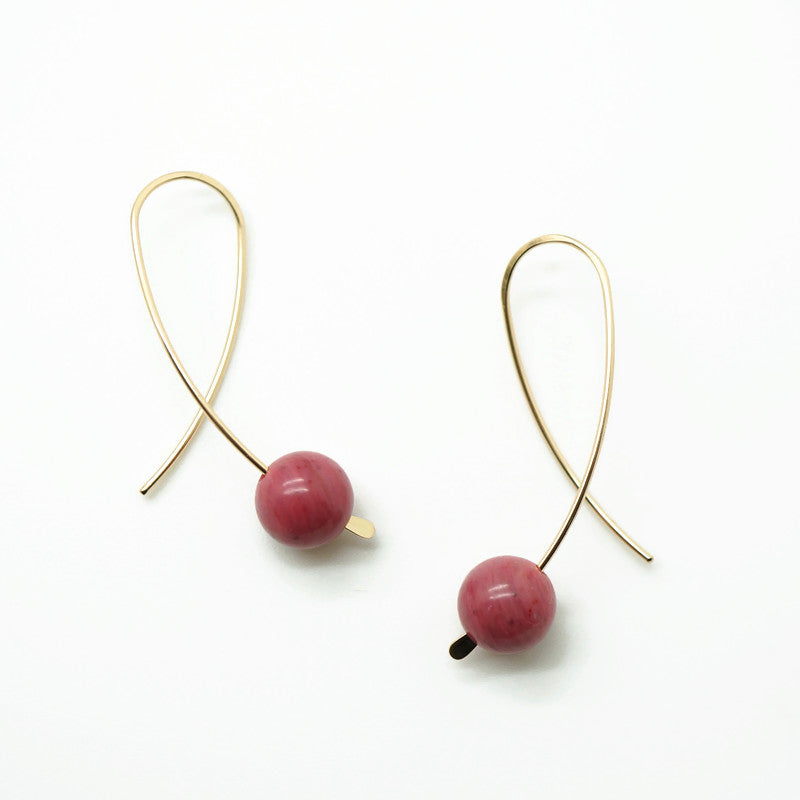 14K gold filled confetti oorbellen met vintage roze Rhodoniet