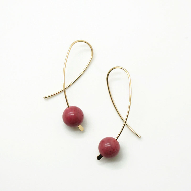 14K gold filled confetti oorbellen met vintage roze Rhodoniet