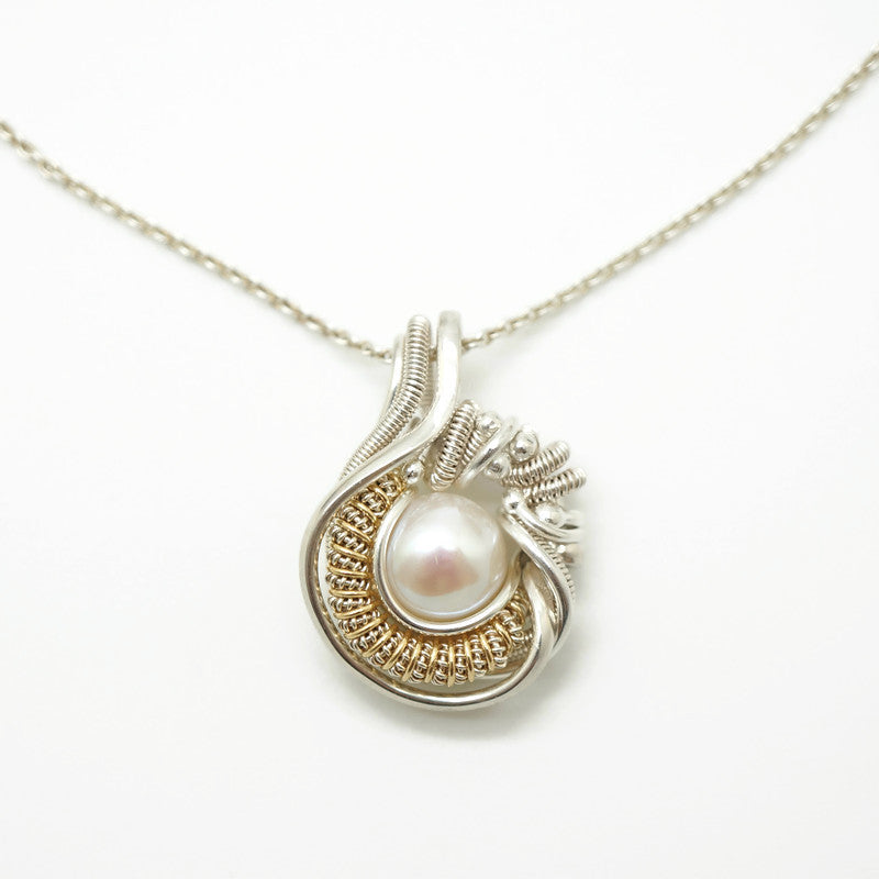 Wire wrap hanger - Sterling zilver - 14K gold filled - Met zoetwaterparel