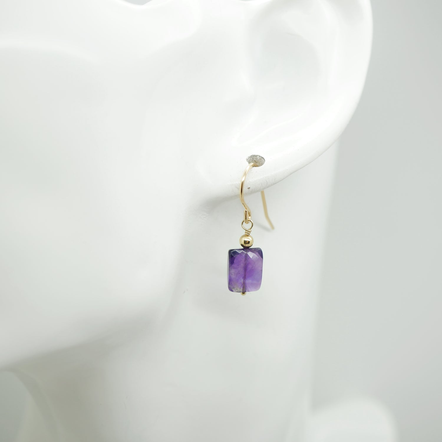 14k gold filled oorbellen met facet geslepen amethist