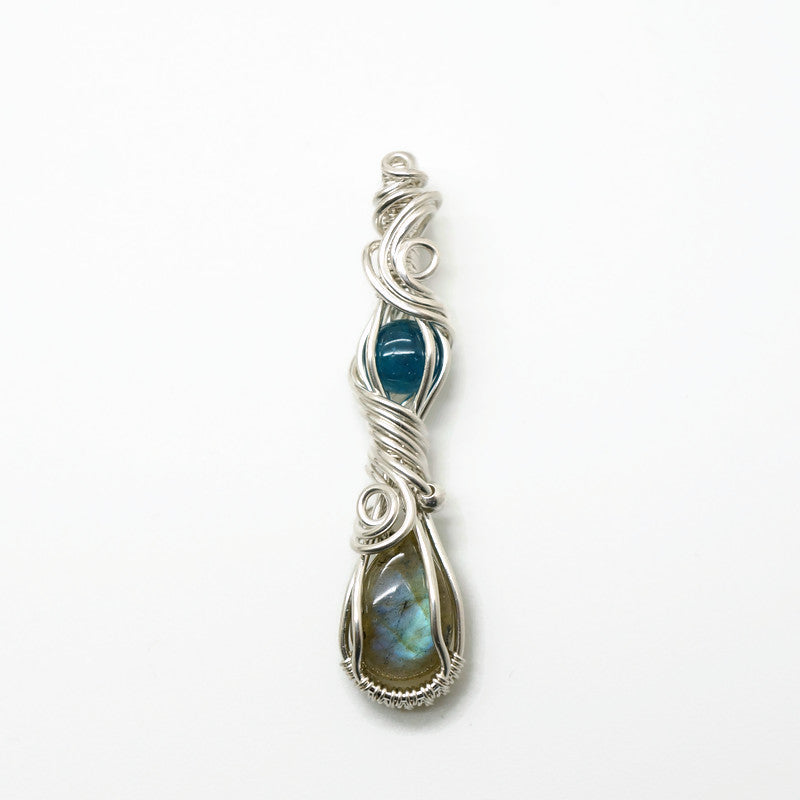 Sterling zilveren wire wrap hanger met labradoriet en apatiet