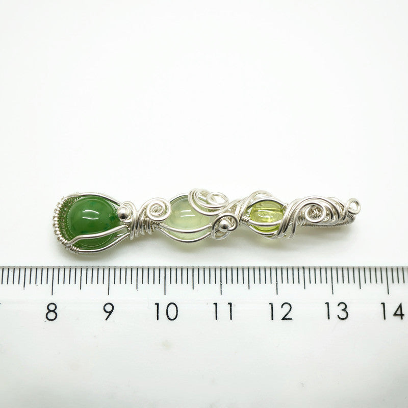 Zilveren hanger met jade, prehniet en peridoot