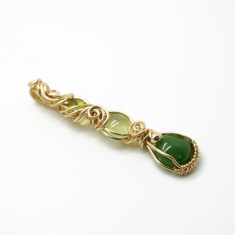 14k gold filled hanger met jade, prehniet en peridoot