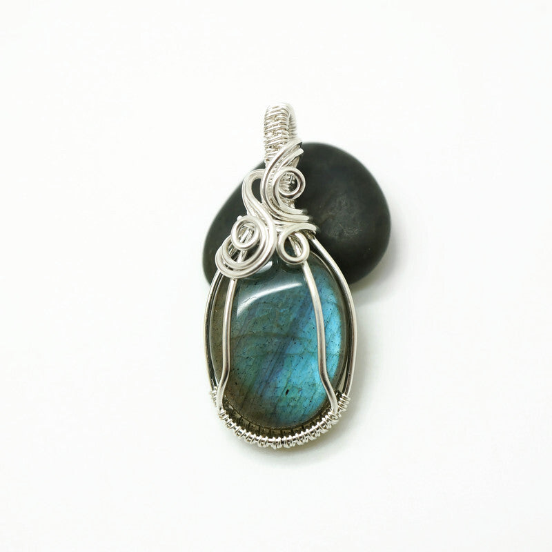 Wire wrap hanger - Zilver - Met labradoriet - Sterling zilver