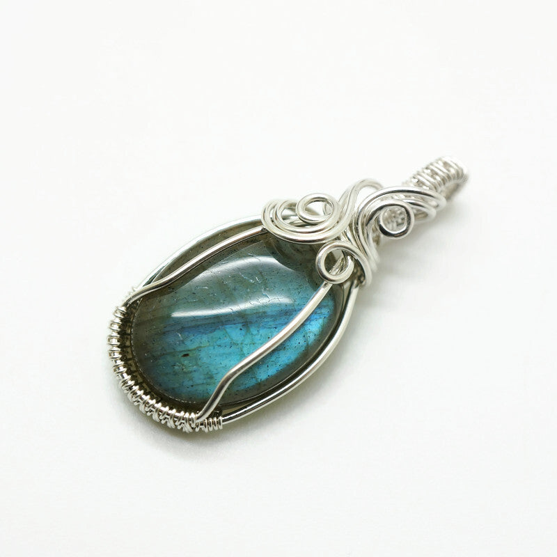 Wire wrap hanger - Zilver - Met labradoriet - Sterling zilver