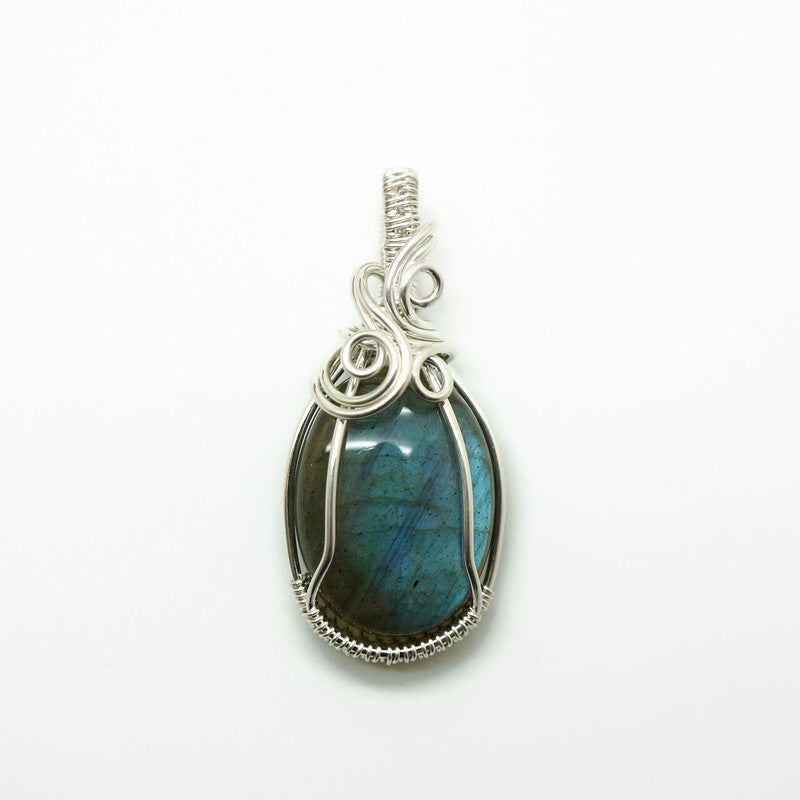 Wire wrap hanger - Zilver - Met labradoriet - Sterling zilver