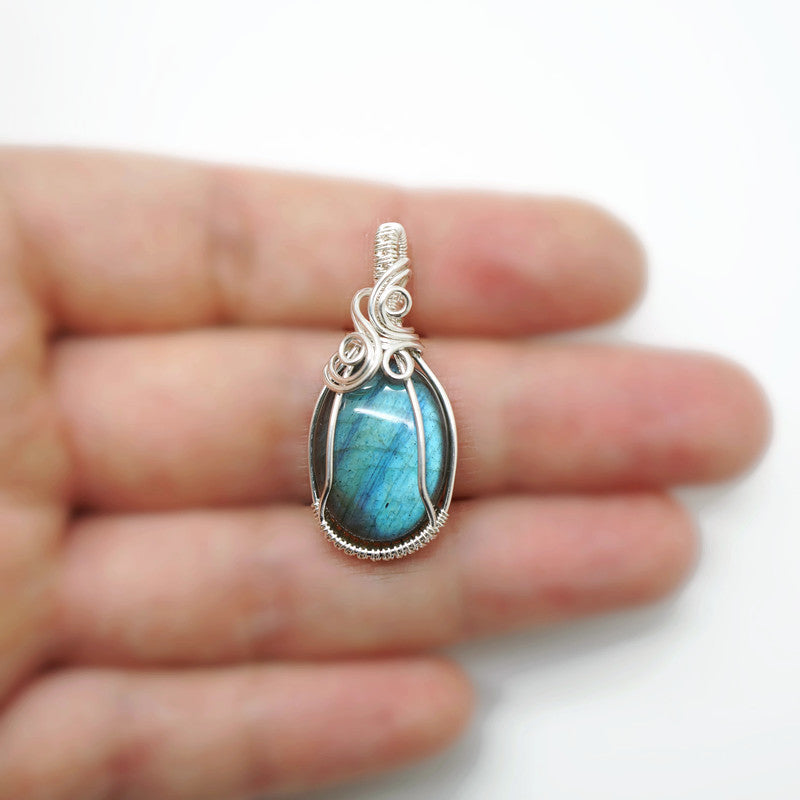 Wire wrap hanger - Zilver - Met labradoriet - Sterling zilver