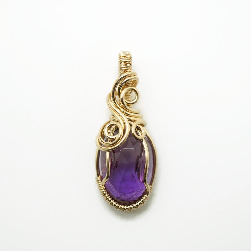 14k gold filled wire wrap hanger met amethist