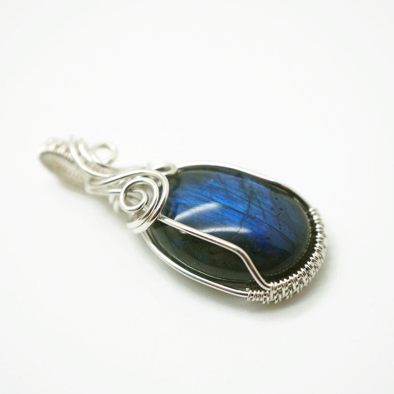 Wire wrap hanger - Zilver - Met labradoriet - Sterling zilver