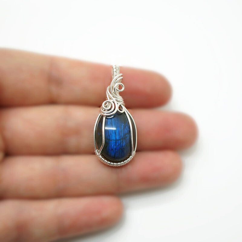 Wire wrap hanger - Zilver - Met labradoriet - Sterling zilver